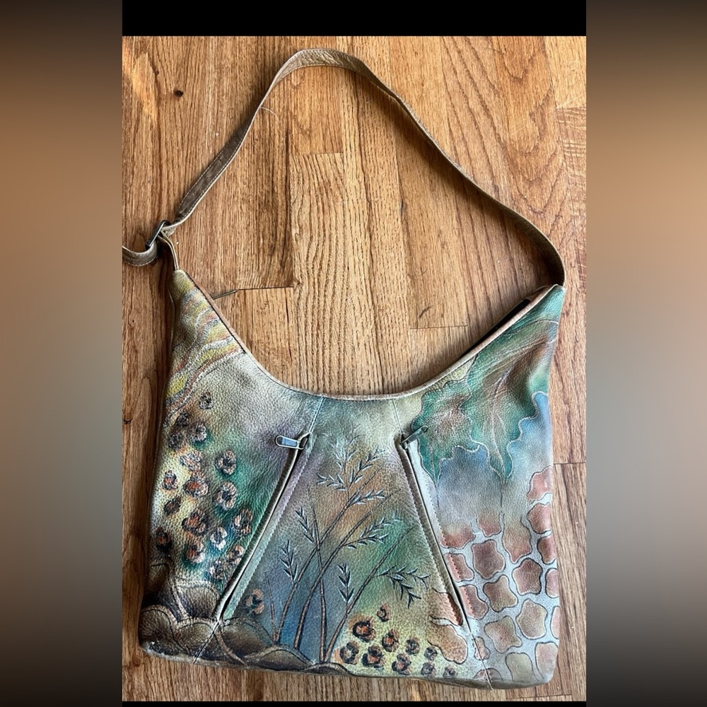 Anuschka hobo tote bag zip top - Picture 3 of 8